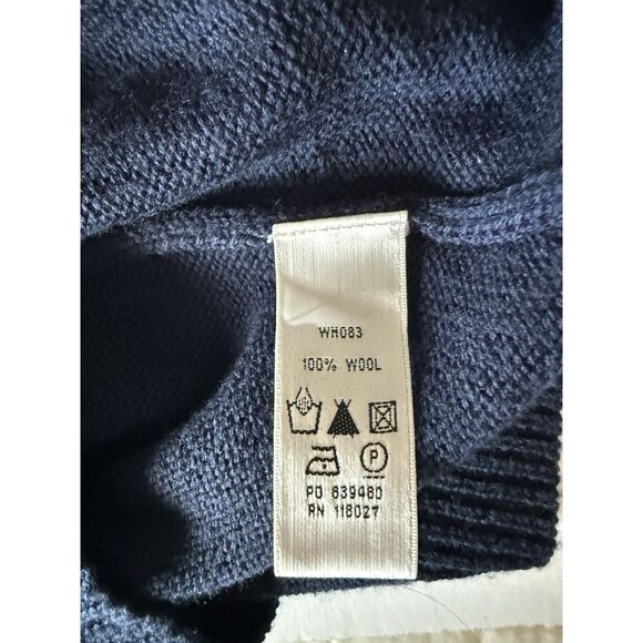 Boden 100% Wool Sweater Dress Preppy Academia Navy Blue Brown Y2K School Size 14 - Picture 12 of 12